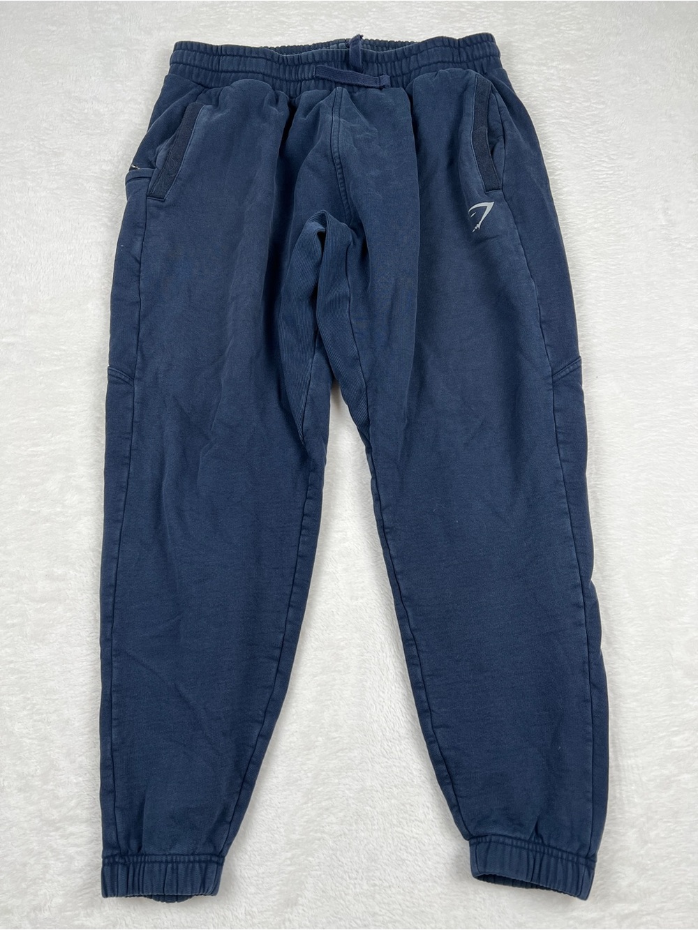 Gymshark Heavyweight Joggers Fleece Zip Pocket Washed Navy Size L